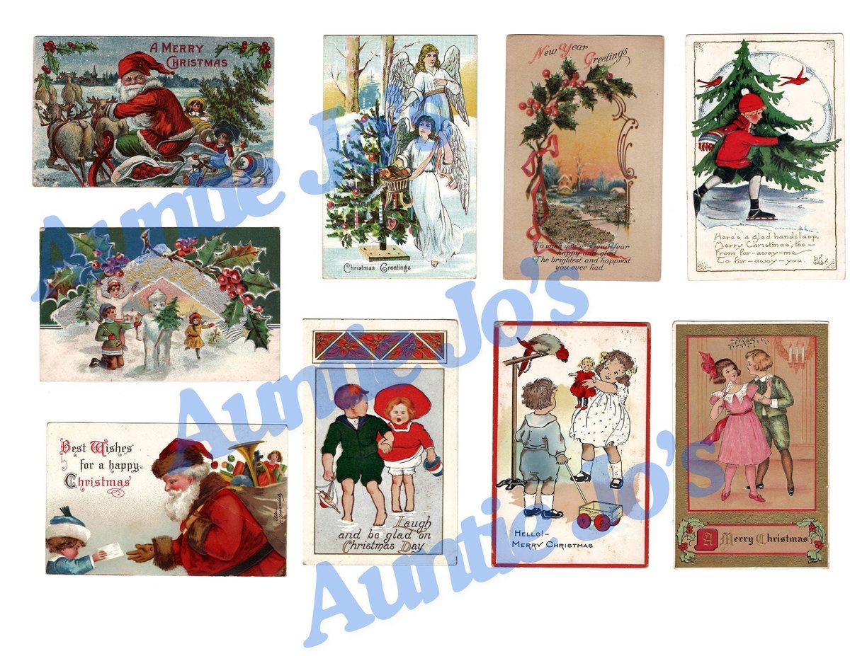 Christmas Printables | Antique Printable Christmas Postcards | Digital Christmas Printables | Vintage Junk Journal Instant Printables |