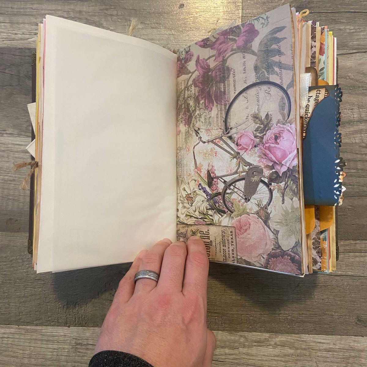 Vintage Old World Junk Journal, Flower Handmade Journal Pages, Custom Journals, Writing, Reading Journals