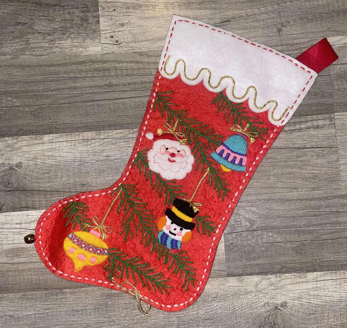Custom Christmas Stocking, BUCILLA Crewel Handmade Yuletide Ornaments 2313 Finished Holiday Stocking Retro Santa Claus Decor