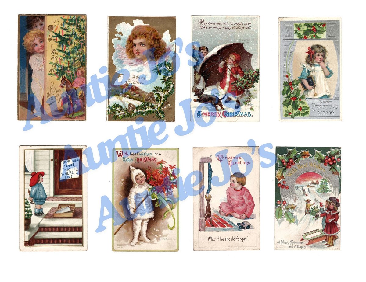 Christmas Printables | Antique Printable Christmas Postcards | Digital Christmas Printables | Vintage Junk Journal Instant Printables |