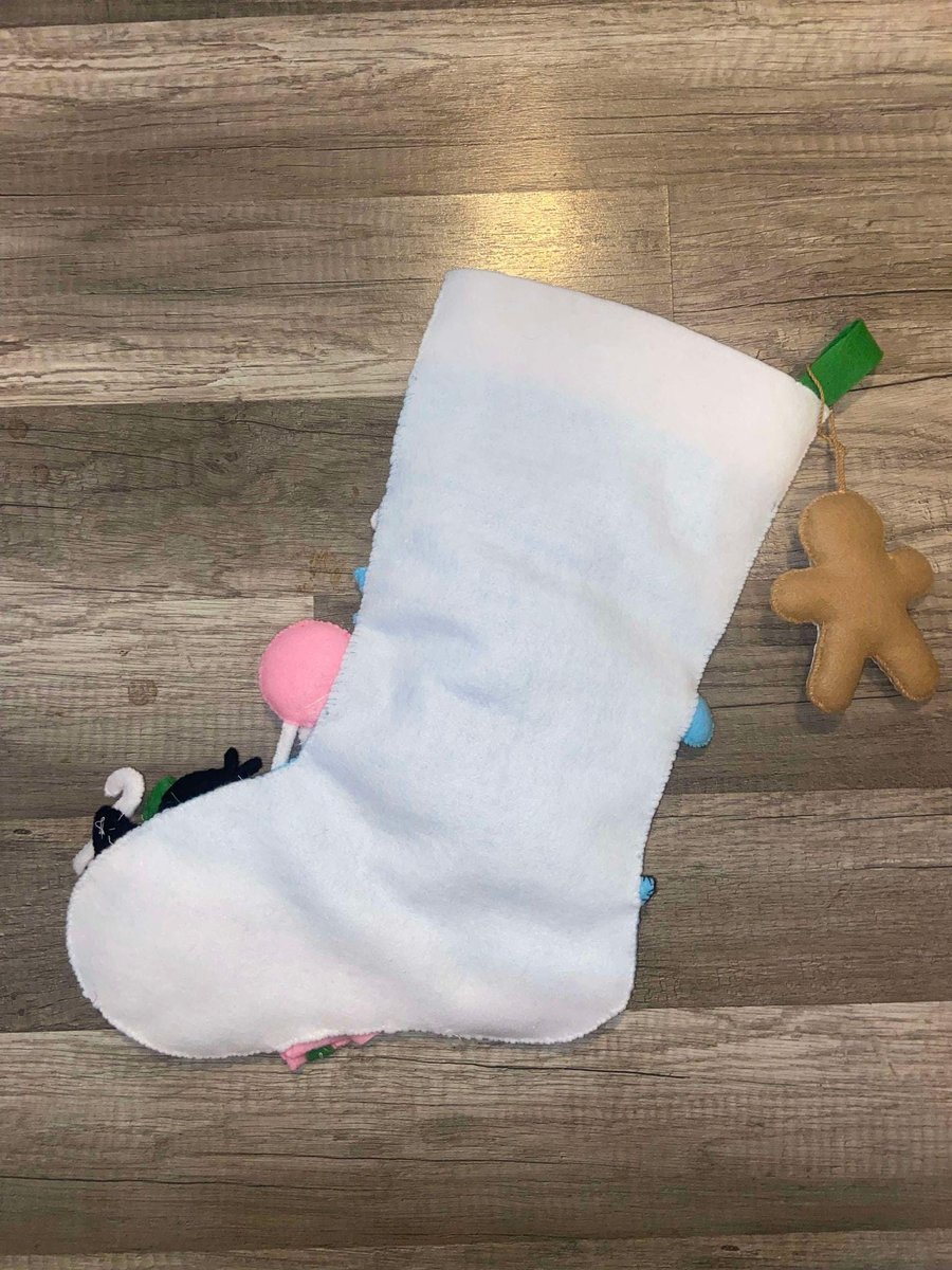 NEW! Handmade Christmas Stocking BUCILLA Lollipop Santa, #89705E Felt Santa Stocking, Embroidered Stockings
