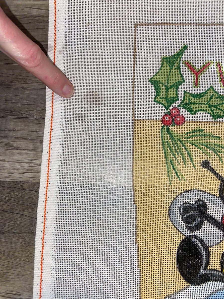 New Vintage Christmas Stocking Canvas Happy Bumblebee on Gifts Handpainted Needlepoint Canvas Holiday Decor