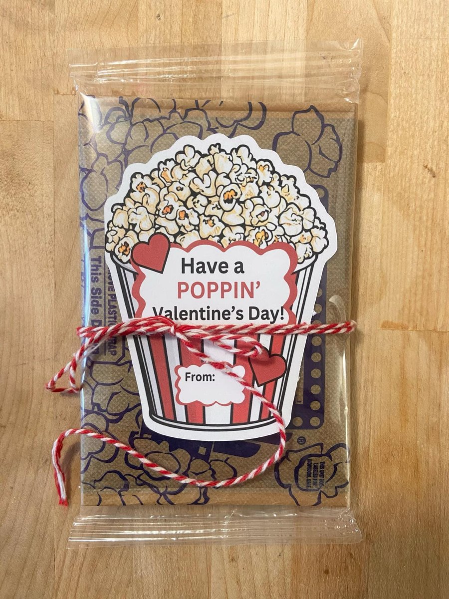 Kids Valentines Day Stickers | Custom Popcorn Valentine Labels | SET of 6+ | Gifts for Kids | Popcorn Bag Stickers