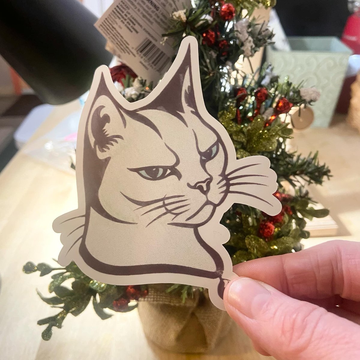 Cool Kitten Sticker | Limited Edition Attitude Cat Stickers | Water Resistant HIGH GLOSS Vinyl Stickers | Retro Cat | Kitten Stickers - Rosy