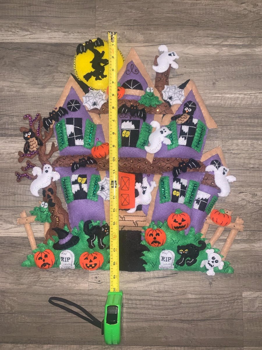 FINISHED NEW BUCILLA Haunted House Halloween Wall Hanging Felt | Rare Maria Stanziani 2014 Design Holiday Decor
