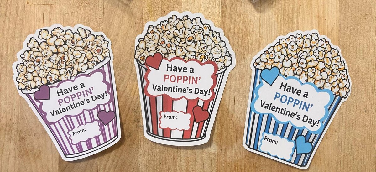 Kids Valentines Day Stickers | Custom Popcorn Valentine Labels | SET of 6+ | Gifts for Kids | Popcorn Bag Stickers