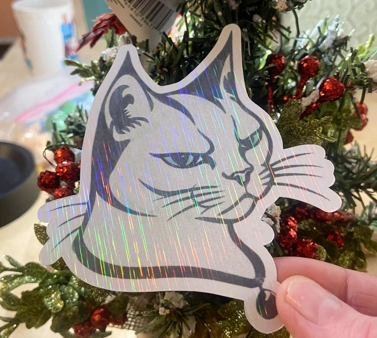 Sassy Cat Sticker | HOLOGRAM Limited Edition Attitude Cat Stickers | Water Resistant GLOSSY Vinyl Stickers | Retro Cat | Kitten Stickers