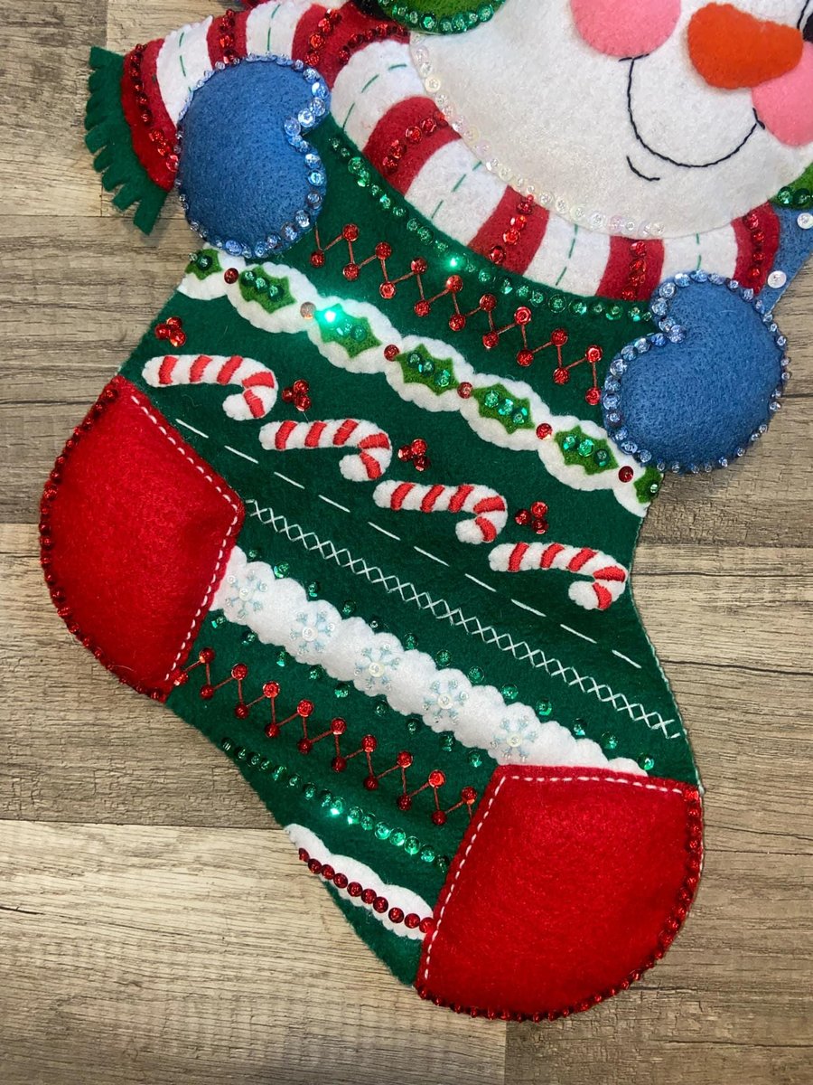 NEW Christmas Stocking Handmade BUCILLA Personalized Holiday Stockings From Bucilla Kit 84383 Snowman Holiday Stocking