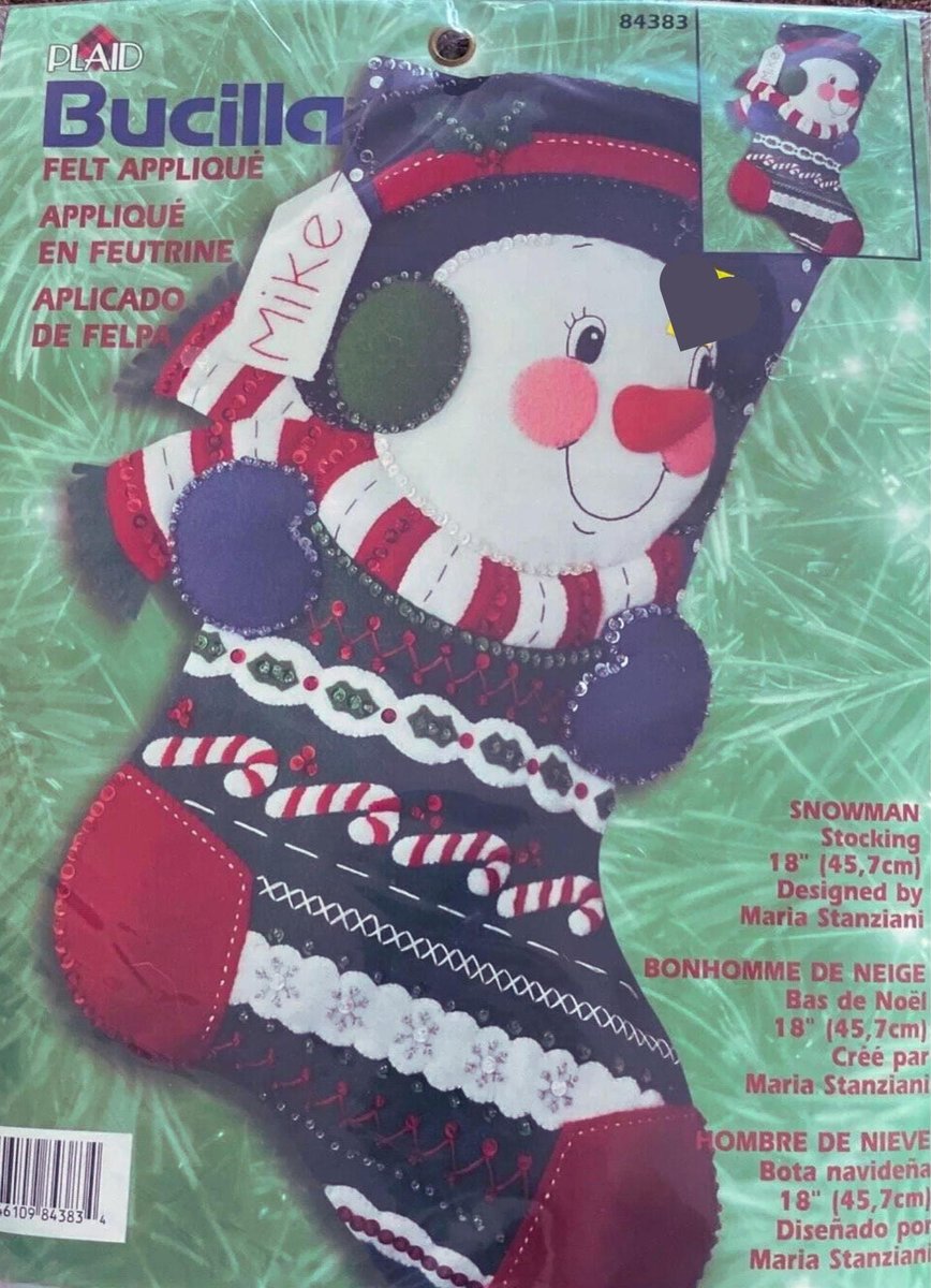 NEW Christmas Stocking Handmade BUCILLA Personalized Holiday Stockings From Bucilla Kit 84383 Snowman Holiday Stocking