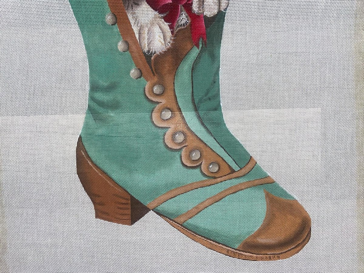 Vintage Susan Roberts Christmas Stocking New Handpainted CAT Needlepoint Canvas C-114 Holiday Stockings