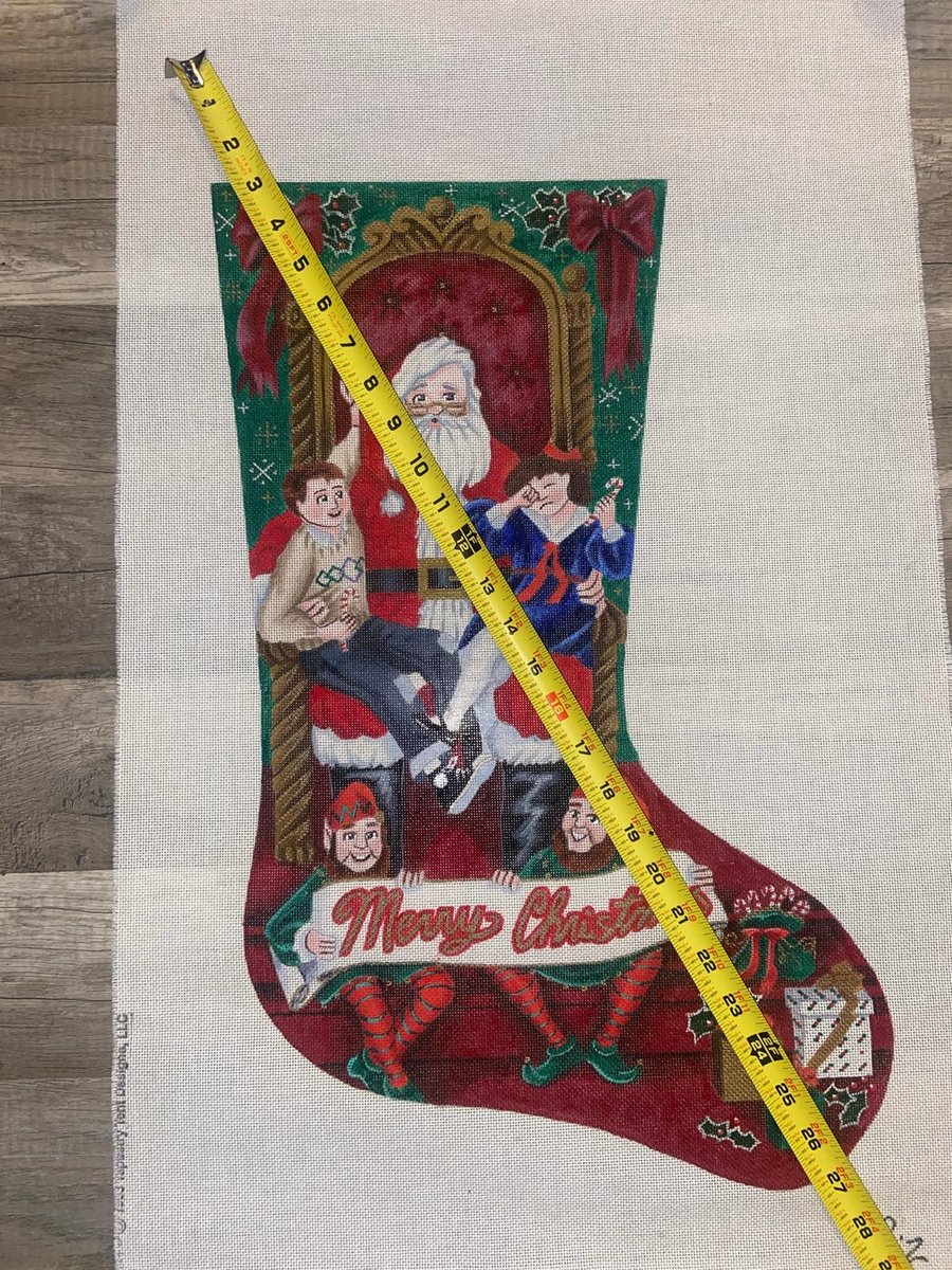 Christmas Stocking Vintage LIZ Susan Roberts Handpainted On Santa's Knee Needlepoint Canvas Tapestry Tent Liz Goodrich Dillon ML