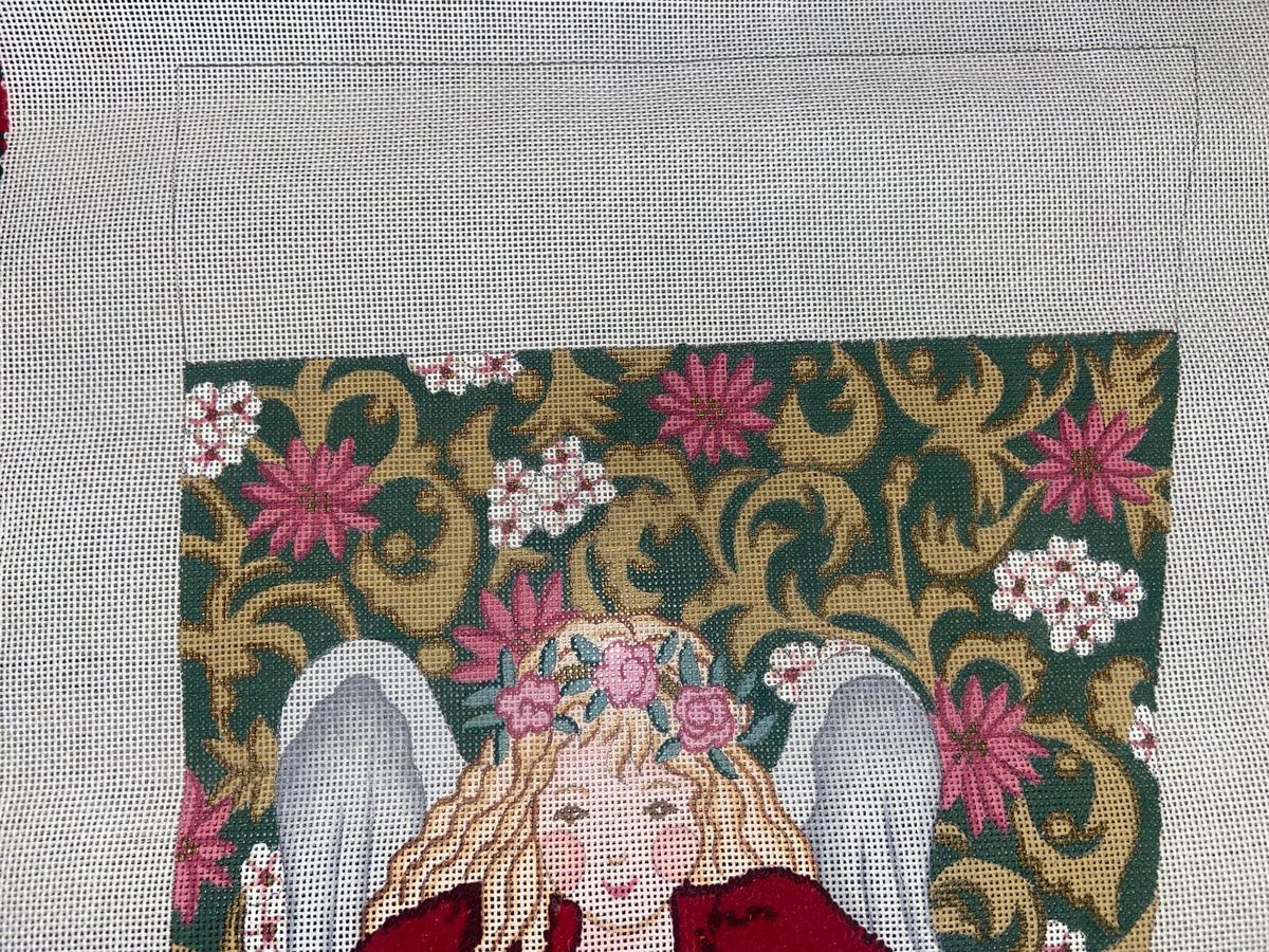Rare Christmas Stocking ALEXA Angel Handpainted Needlepoint Canvas EXPERTLY STARTED Stocking Stockings With Name Personalized Stockings