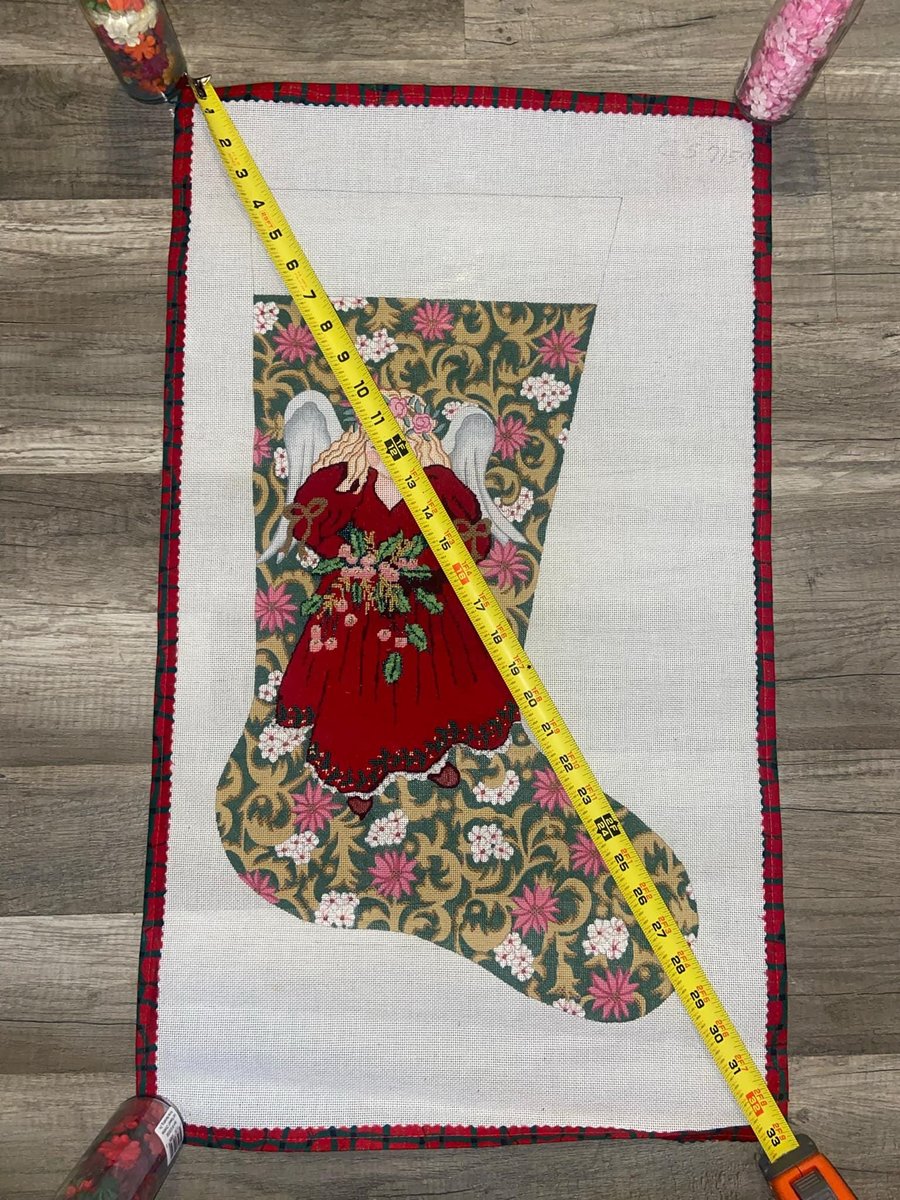 Rare Christmas Stocking ALEXA Angel Handpainted Needlepoint Canvas EXPERTLY STARTED Stocking Stockings With Name Personalized Stockings
