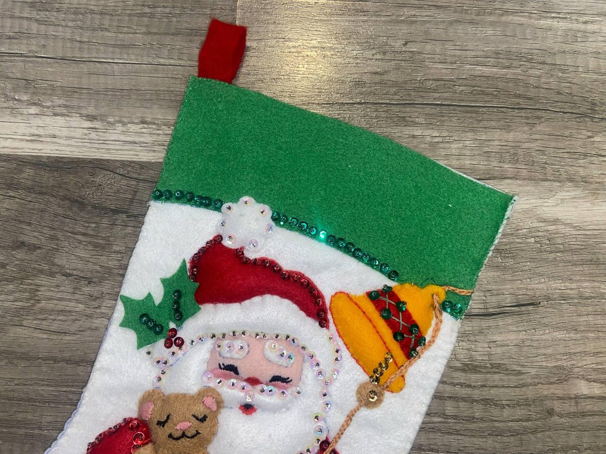 Vintage Christmas Stocking, FINISHED Bucilla Kit, A Salute To Christmas Holiday Stocking 33048, Personalized Stocking, Family Stockings