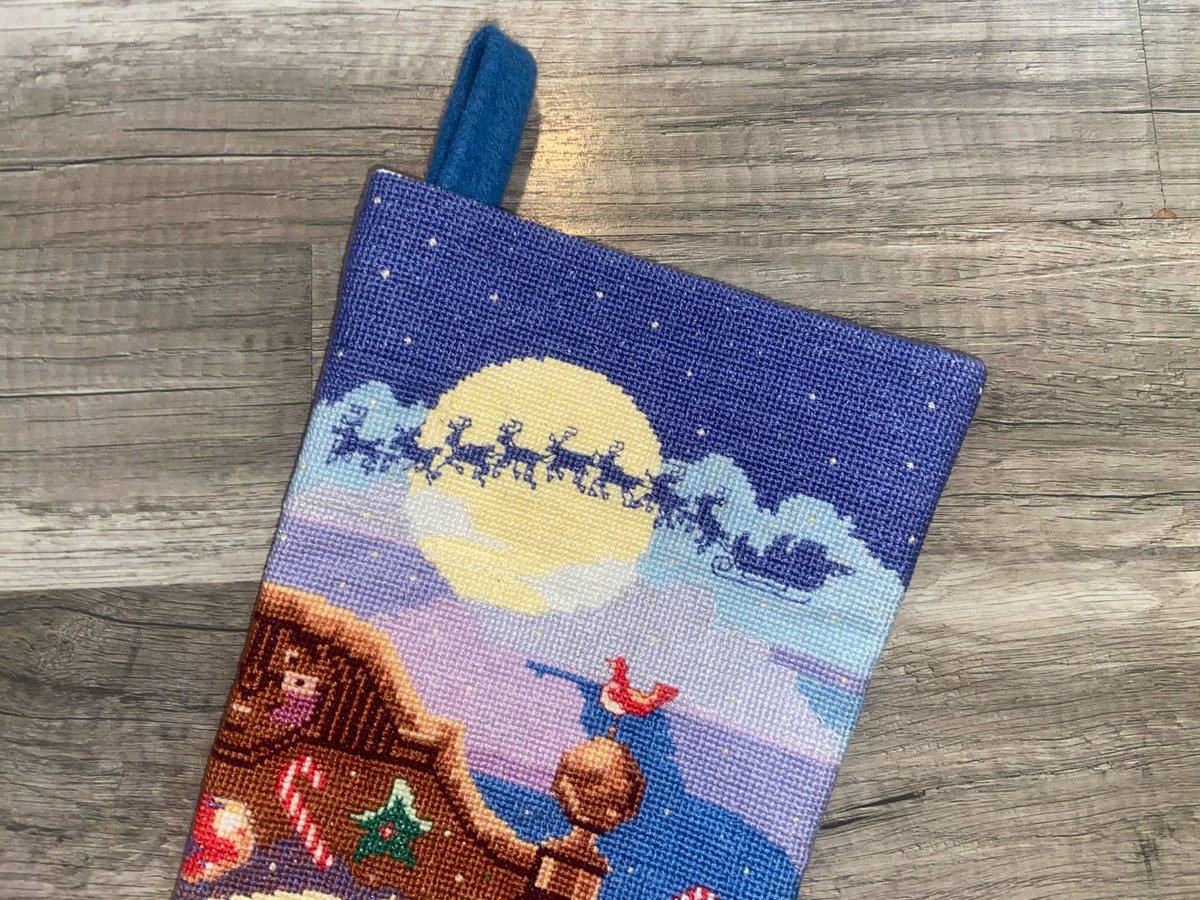 Christmas Stocking | Counted Cross Stitch | Vintage FINISHED 2000 Bucilla Visions of Sugar Plums | Embroidered Handmade Holiday Stocking