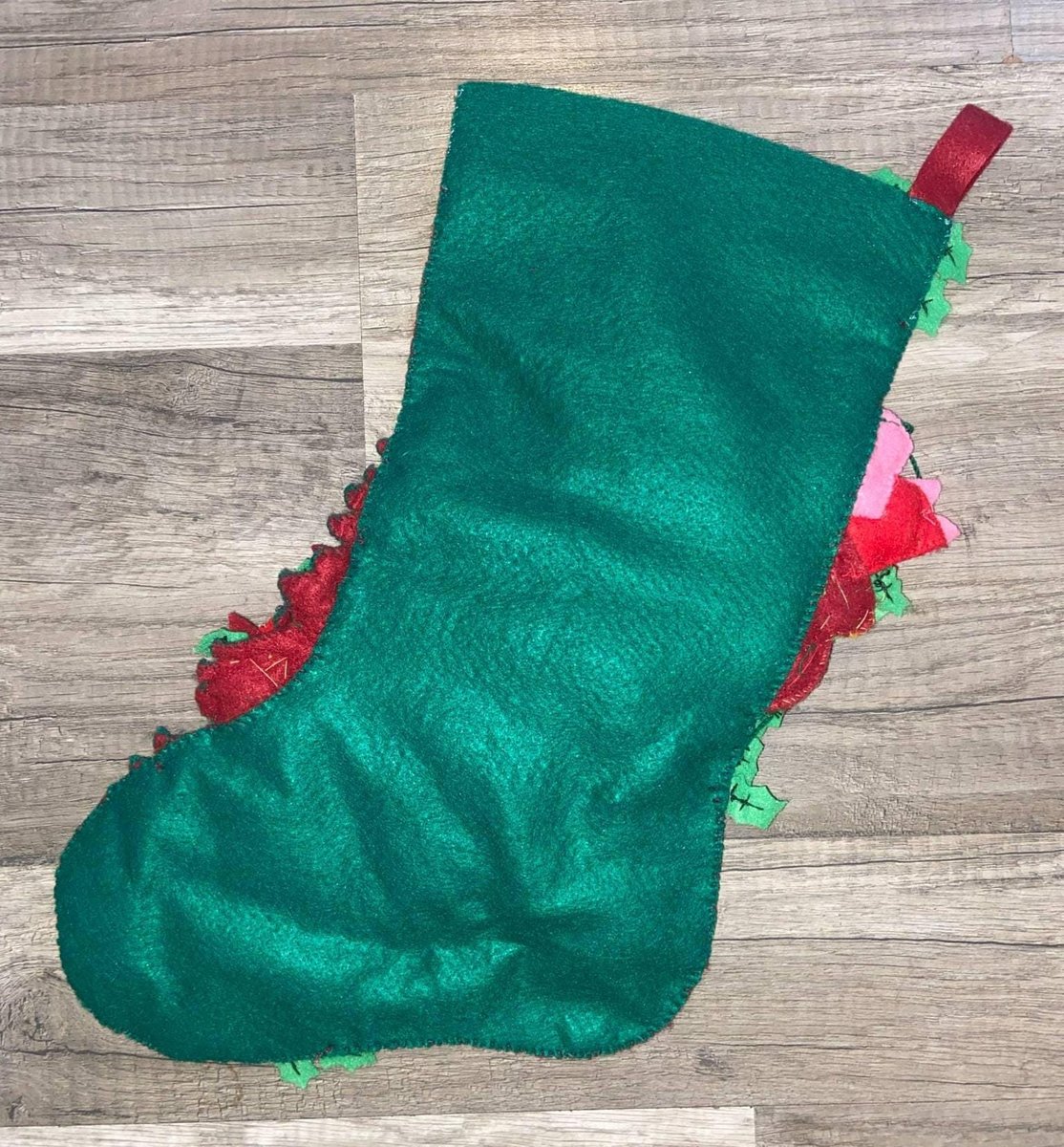 Personalized Christmas Stocking | Hand Embroidered Stocking | Bucilla Poinsettia Santa | Custom Name Stocking | Stockings With Name