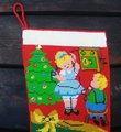 Christmas Stocking 1970's FINISHED Bucilla 60521 Painted Needlepoint Santa  Handmade Felt Santa Claus Kids Tree Toys Phone