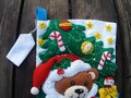 Christmas Stockings, FINISHED BUCILLA Kit, Handmade Teddy Bear Santa Christmas Stocking 86503, Personalized Stockings