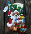 Christmas Stockings, FINISHED BUCILLA Kit, Handmade Teddy Bear Santa Christmas Stocking 86503, Personalized Stockings