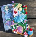 Bucilla Christmas Stockings Handmade Christmas in Wonderland Embroidered Stocking Christmas Gift Fireplace Mantle Wall Door Decoration