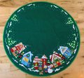 Handmade LINED Tree Skirt, Finished Bucilla CHRISTMAS VILLAGE Tree Skirt, Table Cover #83980 Handmade Trees Houses Winter Village