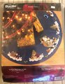 New RARE Bucilla Woodland Santa Tree Skirt #85115, Christmas Craft Kit, Holiday Decor Retro Circa 2005, Tablecloth / Holiday Decor