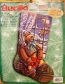 Christmas Stocking NEW VINTAGE Rare FINISHED Bucilla Teddy Bear Needlepoint A Gift for Santa #60776 Finished Bucilla Custom Stocking