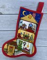 Christmas Stocking OUTSTANDING Vintage Sunset Handmade Finished 1980s CHRISTMAS DOLLHOUSE Needlepoint Holiday Decor