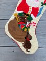 Handmade Christmas Stocking Vintage 1980s Finished Longstitch WonderArt SANTA Christmas Stocking Holiday Decor 6898