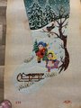 New Vintage AGA Designs CHILDREN SLEDDING Needlepoint Christmas Stocking Canvas 209 Bird Holiday Stocking *Read*