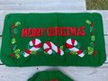 New Vintage Finished Bucilla Handmade HO HO HO Santa Toilet Tank Seat Christmas Bathroom Set 83268 Toilet Set Christmas Holiday Decor