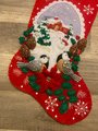 Christmas Stockings, Handmade Custom Stocking Bucilla Chickadees Felt Holiday Stocking Birds Fireplace Decor Christmas Socks