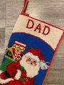 Christmas Stocking  Finished "DAD" Vintage 1980s BUCILLA 60653 Needlepoint Santa Claus Chimney Vintage Holiday Decor