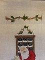 Needlepoint Christmas Stocking Handpainted Canvas Vintage STITCHES Santa In Chair With List Canvas Embroidery Decor