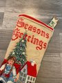 Christmas Stocking New VTG Handmade Finished Needle Treasures Antique PLAYTHINGS Needlepoint Christmas Stocking 06823