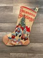 Christmas Stocking New VTG Handmade Finished Needle Treasures Antique PLAYTHINGS Needlepoint Christmas Stocking 06823
