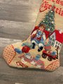 Christmas Stocking New VTG Handmade Finished Needle Treasures Antique PLAYTHINGS Needlepoint Christmas Stocking 06823