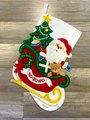 VINTAGE Bucilla Christmas Stocking SANTA'S SLEIGH 33186 16.5in Toys Tree Ho Ho Ho Santa Holiday Stocking