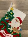 VINTAGE Bucilla Christmas Stocking SANTA'S SLEIGH 33186 16.5in Toys Tree Ho Ho Ho Santa Holiday Stocking