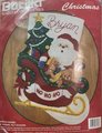 VINTAGE Bucilla Christmas Stocking SANTA'S SLEIGH 33186 16.5in Toys Tree Ho Ho Ho Santa Holiday Stocking