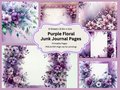 Purple Junk Journal Kit, Purple Journal Sheets, Digital Papers, Instant Printable Paper, Floral Designs,  Digital Paper Kit, PDF & PNG Files