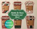 Printable Christmas Gift Tags, Holiday Tags, Christmas Tags, Coffee Cup Printables, Instant Print Tags, Holiday Gift Tags, Instant Download