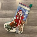 Christmas Stocking RARE New SUNSET Santa Claus Finished Vintage  Needlepoint Santa Claus "Santa & Friends" Holiday Stocking