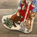 Christmas Stocking RARE New SUNSET Santa Claus Finished Vintage  Needlepoint Santa Claus "Santa & Friends" Holiday Stocking