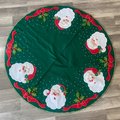 Christmas Tree Skirt / Table Cover HANDMADE BUCILLA #83212  Jolly Faces Santa Claus Tree Skirt Holiday Home Decor Table Decor