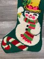 Vintage Christmas Stocking Handmade BUCILLA Snowman Needlepoint Tinted Tapesty Holiday Stocking 60301 Decor 16"