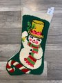 Vintage Christmas Stocking Handmade BUCILLA Snowman Needlepoint Tinted Tapesty Holiday Stocking 60301 Decor 16"