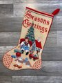 New Christmas Stocking VTG Handmade LINED Finished Needle Treasures Antique PLAYTHINGS Needlepoint 06823