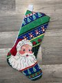 Handmade Christmas Stocking BUCILLA Vintage Finished 1980s Cheerful Santa Holiday Stocking Stockings with Name Decor 60672