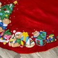 Handmade Vintage Tree Skirt, Finished Bucilla TEDDY BEARS Tree Skirt, Table Cover #83136 Handmade Tree Rocking Horse Toys Noel